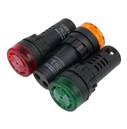 Green AC/DC110V 22mm AD16-22SM LED Signal Indicator Built-in Buzzer - 5
