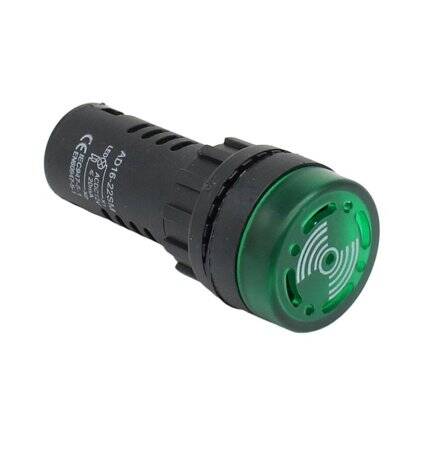 Green AC/DC24V 22mm AD16-22SM LED Signal Indicator Built-in Buzzer - 1