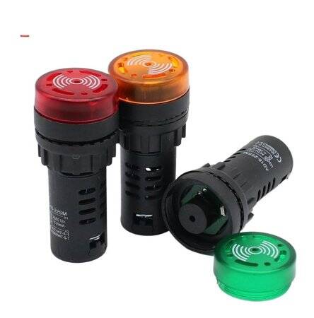 Green AC/DC24V 22mm AD16-22SM LED Signal Indicator Built-in Buzzer - 2