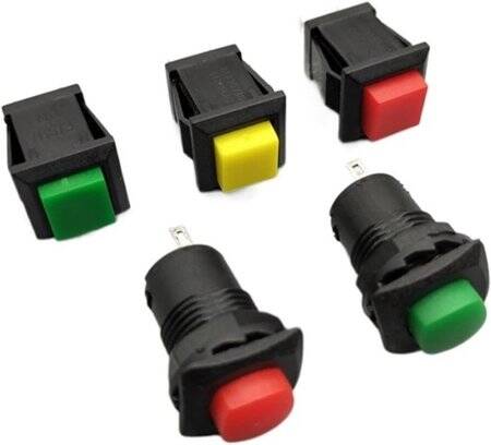Green DS-426 12mm Self-Locking Small Push Button Switch - 1