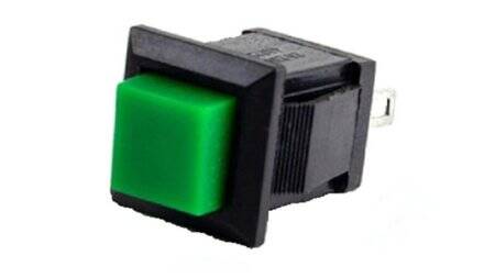 Green DS-430 2 PIN On-Off Self-Reset Square Push Button Switch - NO Press Break - 1