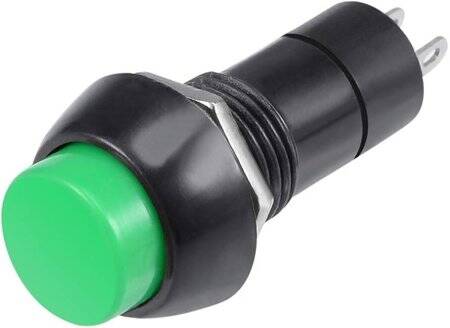 Green PBS-11B 12mm 2 PIN Momentary Self-Reset Round Plastic Push Button Switch - 1