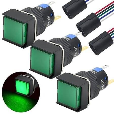 Green PBS-12B 12mm 2 PIN Off-On Momentary Self-Reset Square Push Button Switch - 2