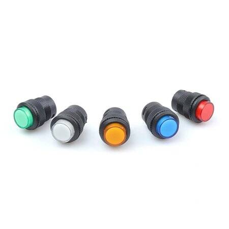 Green R16-503A 16mm 2 PIN Momentary Self-Reset Mini Push Button Switch Without Light - 1