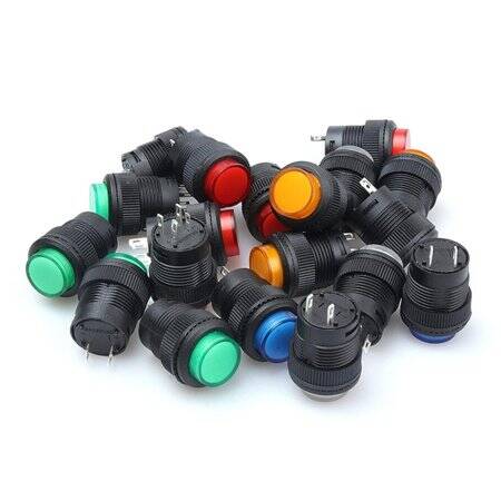 Green R16-503A 16mm 2 PIN Momentary Self-Reset Mini Push Button Switch Without Light - 2