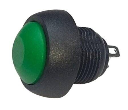 Green Waterproof PBS-33B 12mm 2 PIN Self-Reset Mini Round Push Button - 1
