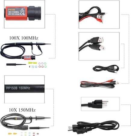 Hantek DSO2C15 150Mhz 2CH Digital Storage Oscilloscope US Plug - 5