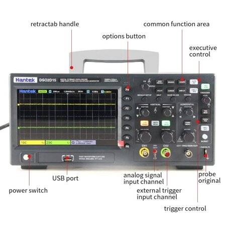 Hantek DSO2D15 150Mhz 2CH Sinyal Üretimi Osiloskop-Sinyal Kaynağı CN Fişli - 3