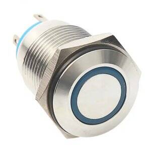 High Head 12mm 110-220V Waterproof Momentary Self-Reset Metal Push Button Switch With Blue Led Light - 1