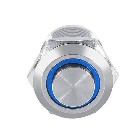 High Head 12mm 110-220V Waterproof Momentary Self-Reset Metal Push Button Switch With Blue Led Light - 3
