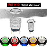High Head 12mm 110-220V Waterproof Momentary Self-Reset Metal Push Button Switch With Green Led Light And Switch Socket Button Connector - 3