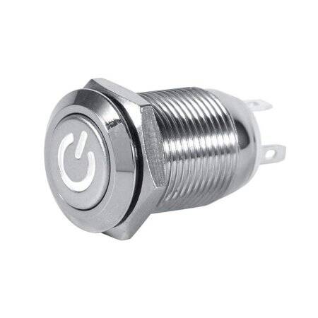 High Head 12mm 110-220V Waterproof Momentary Self-Reset Metal Push Button Switch With White Led Light And Switch Socket Button Connector - 1