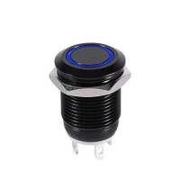 High Head 12mm 12-24V Waterproof Momentary Self-Reset Metal Push Button Switch With Blue Led Light - 1