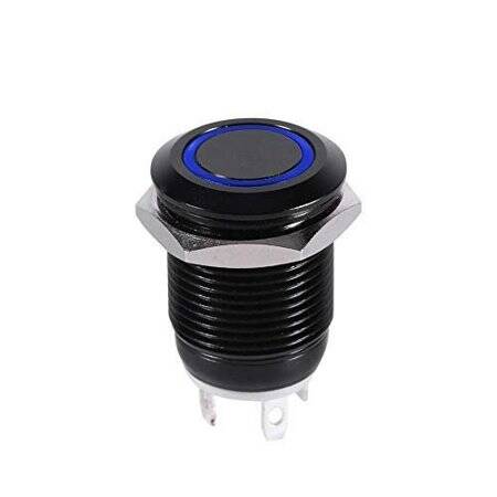 High Head 12mm 12-24V Waterproof Momentary Self-Reset Metal Push Button Switch With Blue Led Light - 1