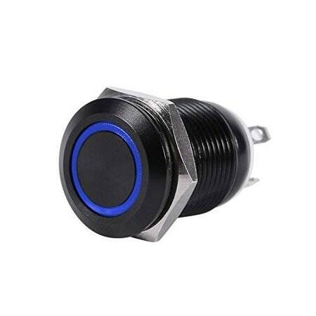 High Head 12mm 12-24V Waterproof Momentary Self-Reset Metal Push Button Switch With Blue Led Light - 4