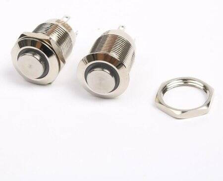 High Head 12mm 12-24V Waterproof Momentary Self-Reset Metal Push Button Switch With Green Led Light - 2