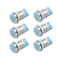 High Head 12mm 12-24V Waterproof Momentary Self-Reset Metal Push Button Switch With White Led Light And Switch Socket Button Connector - 1