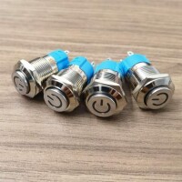 High Head 12mm 12-24V Waterproof Self-Locking Metal Push Button Switch With Blue Led Light - 2