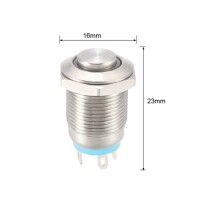 High Head 12mm 3-6V Waterproof Momentary Self-Reset Metal Push Button Switch With Blue Led Light - 3