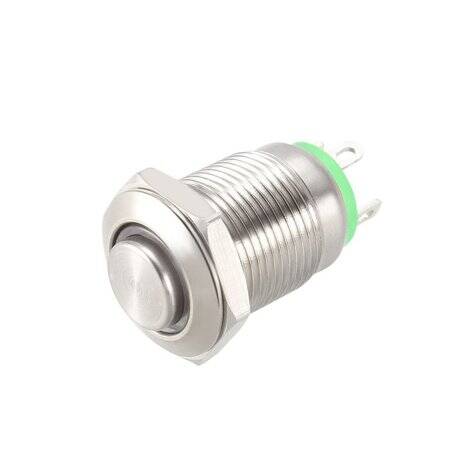 High Head 12mm 3-6V Waterproof Momentary Self-Reset Metal Push Button Switch With Green Led Light - 1