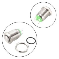High Head 12mm 3-6V Waterproof Momentary Self-Reset Metal Push Button Switch With Green Led Light - 2