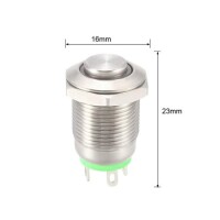 High Head 12mm 3-6V Waterproof Momentary Self-Reset Metal Push Button Switch With Green Led Light - 3