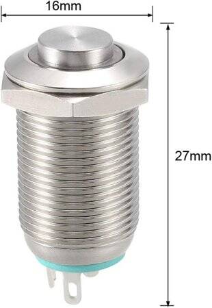 High Head 12mm 3-6V Waterproof Self-Locking Metal Push Button Switch With Blue Led Light - 3