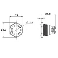 High Head 16mm Waterproof Self-Resert Metal Push Button Switch Without Light - 2