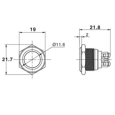High Head 16mm Waterproof Self-Resert Metal Push Button Switch Without Light - 2