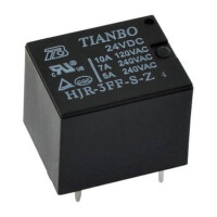 HJR-3FF-S-Z-4/24VDC RELAY POWER 7A 24VDC PCB TYPE (JS1) 5PIN TIANBO - 1