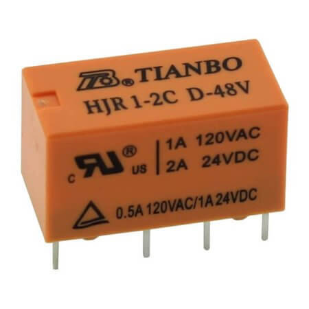 HJR1-2C-D-48VDC-S-ZY RELAY 2A 48VDC 2PNC TELECOM (DS2) TYPE TIANBO - 1