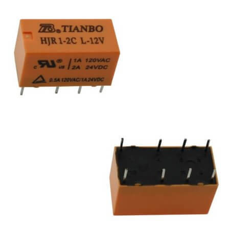 HJR1-2C-L-12VDC-S-ZY RELAY 2A 12VDC 2PNC TELECOM (DS2) TYPE TIANBO - 1