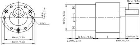 JGB37-520 DC 12V 15RPM Minyatür İleri ve Geri Fırçalı DC Hız Düşürücü Motor - 2