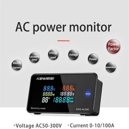 KEWEISI KWS-AC300-100A Digital Electricity Meter Voltmeter Ammeter Measurement Open CT - 5