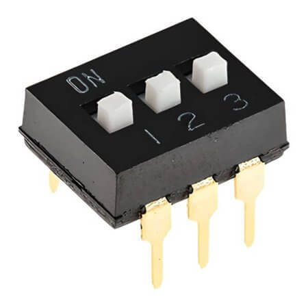 KF1027A-03P SWITCH DIP 3 Pos. SPST 25mA 24VDC THT V/T - 1