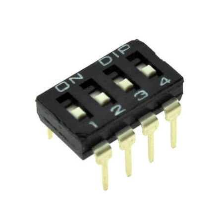 KF1027A-04P-LG-DFT-01B SWITCH DIP 4 Pos. SPST 25mA 24VDC THT V/T - 1