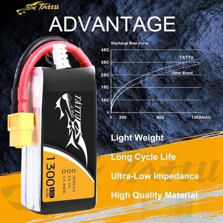 Kırmızı 1300 MAH 2 S 7.4 V 25C Yüksek Güç Yüksek Kaliteli Model Uçak LIPO Pil XT60 Dişi - 3