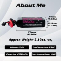 Kırmızı 1500 MAH 2 S 7.4 V 25C Yüksek Güç Yüksek Kaliteli Model Uçak LIPO Pil XT60 Dişi - 3
