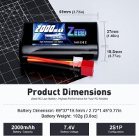 Kırmızı 1500 MAH 2 S 7.4 V 35C Yüksek Güç Yüksek Kaliteli Model Uçak LIPO Pil T Dişi - 2