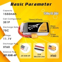Kırmızı 1500 MAH 3 S 11.1 V 25C Yüksek Güç Yüksek Kaliteli Model Uçak LIPO Pil JST Dişi - 3