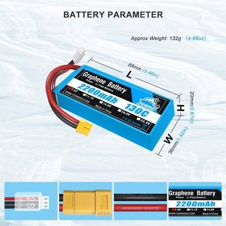 Kırmızı 2200 MAH 2 S 7.4 V 35C Yüksek Güç Yüksek Kaliteli Model Uçak LIPO Pil JST Dişi - 3