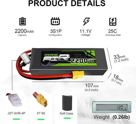 Kırmızı 2200 MAH 3 S 11.1 V 25C Yüksek Güç Yüksek Kaliteli Model Uçak LIPO Pil T Dişi - 2
