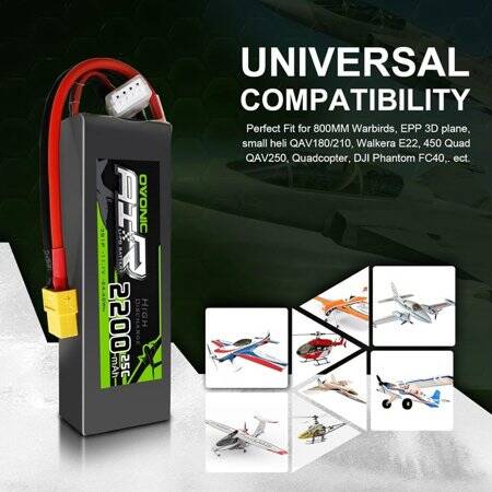 Kırmızı 2200 MAH 3 S 11.1 V 25C Yüksek Güç Yüksek Kaliteli Model Uçak LIPO Pil T Dişi - 5