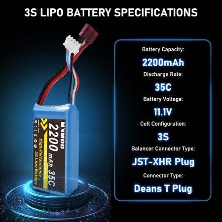 Kırmızı 2200 MAH 3 S 11.1 V 35C Yüksek Güç Yüksek Kaliteli Model Uçak LIPO Pil JST Dişi - 2
