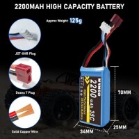 Kırmızı 2200 MAH 3 S 11.1 V 35C Yüksek Güç Yüksek Kaliteli Model Uçak LIPO Pil JST Dişi - 3