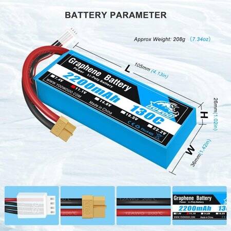 Kırmızı 2200 MAH 3 S 11.1 V 35C Yüksek Güç Yüksek Kaliteli Model Uçak LIPO Pil XT60 Dişi - 2