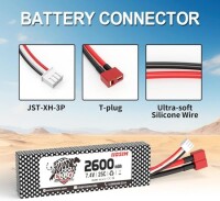 Kırmızı 2600 MAH 2 S 7.4 V 25C Yüksek Güç Yüksek Kaliteli Model Uçak LIPO Pil JST Dişi - 5