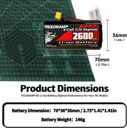 Kırmızı 2600 MAH 3 S 11.1 V 25C Yüksek Güç Yüksek Kaliteli Model Uçak LIPO Pil JST Dişi - 2