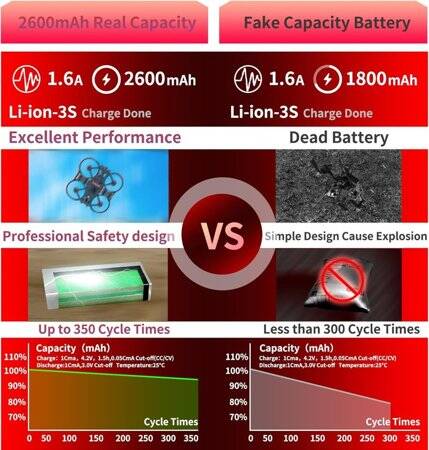 Kırmızı 2600 MAH 3 S 11.1 V 25C Yüksek Güç Yüksek Kaliteli Model Uçak LIPO Pil JST Dişi - 4