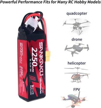 Kırmızı 2600 MAH 3 S 11.1 V 25C Yüksek Güç Yüksek Kaliteli Model Uçak LIPO Pil XT60 Dişi - 5